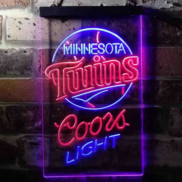 Minnesota Twins Coors Light Dual LED Neon Light Sign